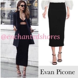 Evan Picone Wool Pencil Skirt Long Length Vintage Made In USA Black Size 12